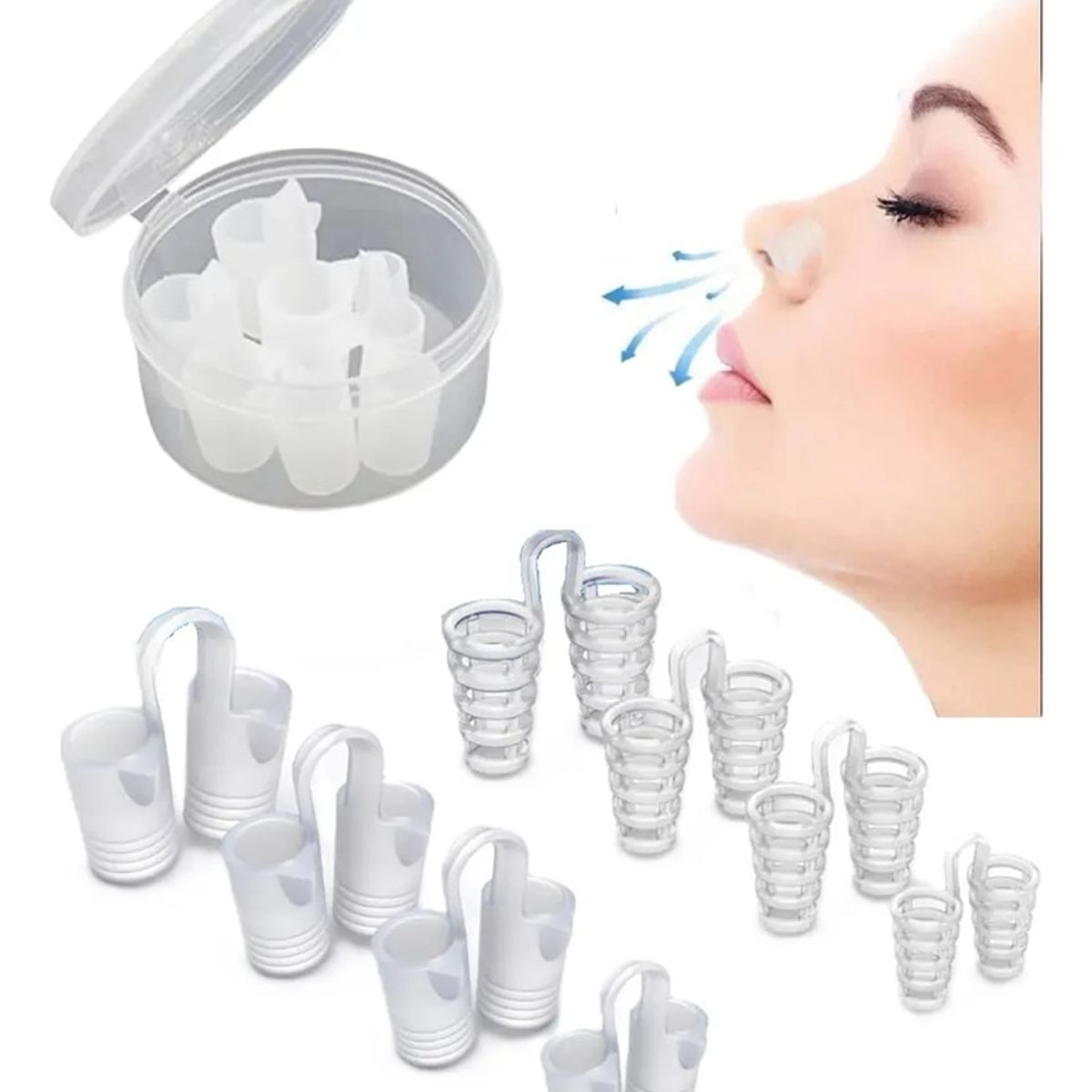 GENERICO - Pack X8 Dilatador Nasal Silicona Anti Ronquido Apnea Expanso