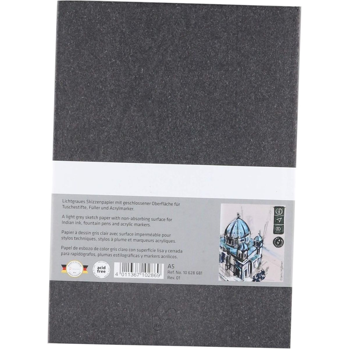 HAHNEMUHLE - Libreta Dibujo Hahnemuhle Hojas Grises 120gr 40h A5 15x21cm