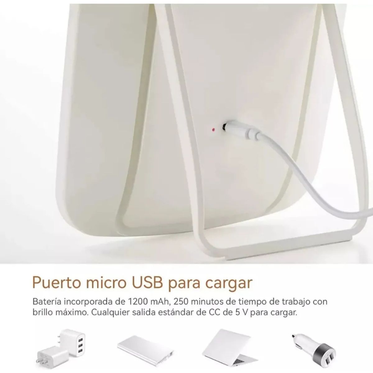 GENERICO - Espejo Rectangular Led Con Luz Ideal Para Maquillaje