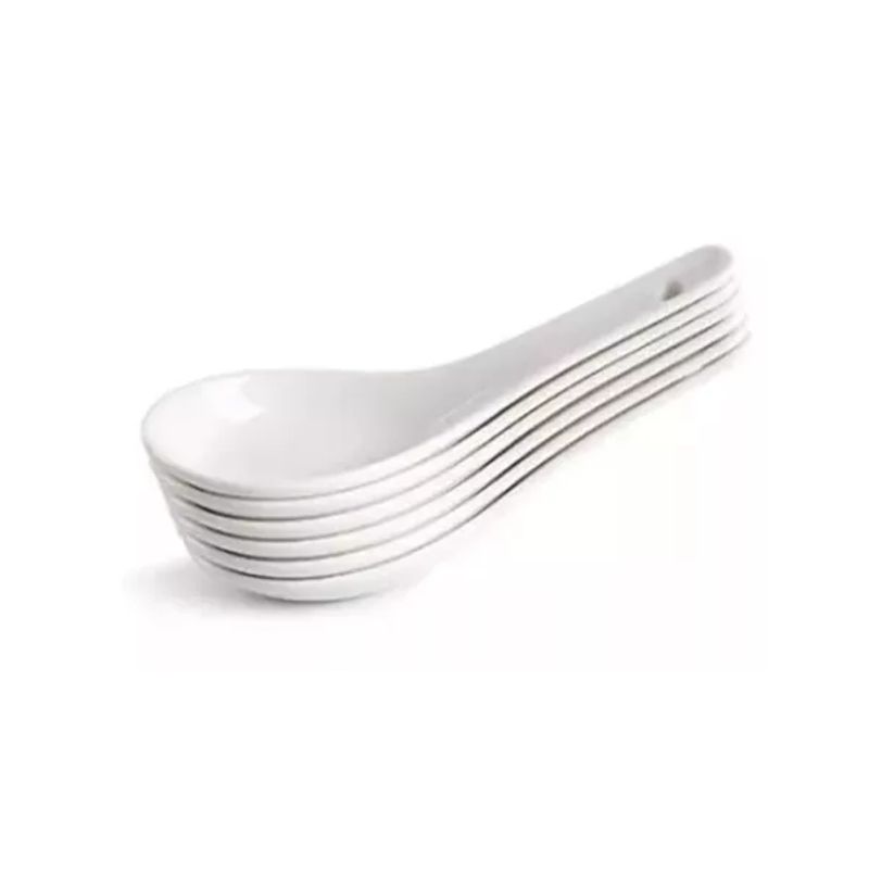 GENERICO - Pack cucharas ceramica ceviche aperitivo coctel blanco