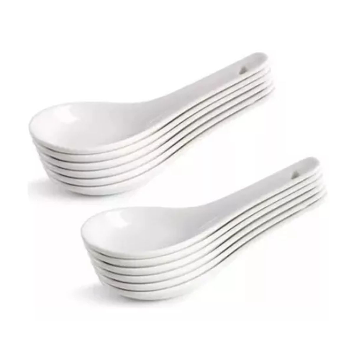 GENERICO - Pack cucharas ceramica ceviche aperitivo coctel blanco