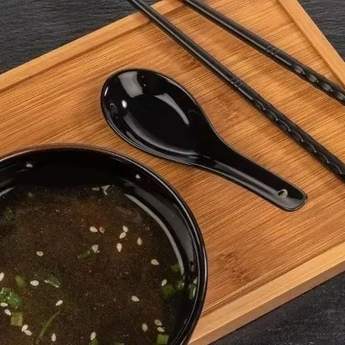 GENERICO - Pack cucharas cerámica porcelana negra ceviche negro