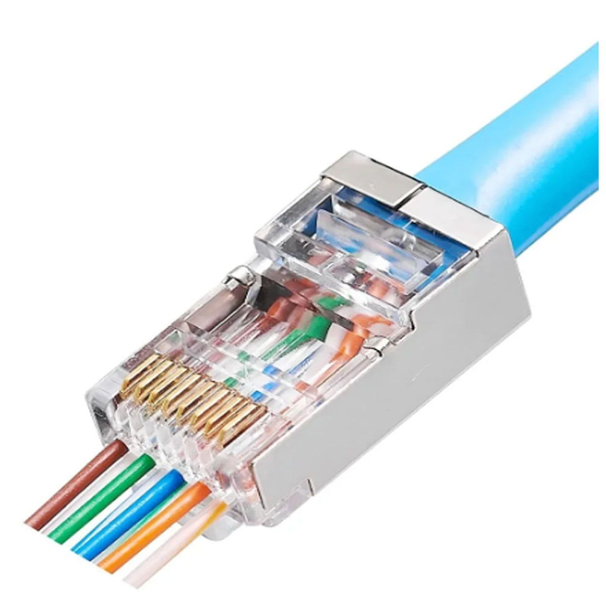 ATLANTICSWIRE - CONECTOR RJ45 CAT6 FTP METALICO, PASS THRU 100 UNI.