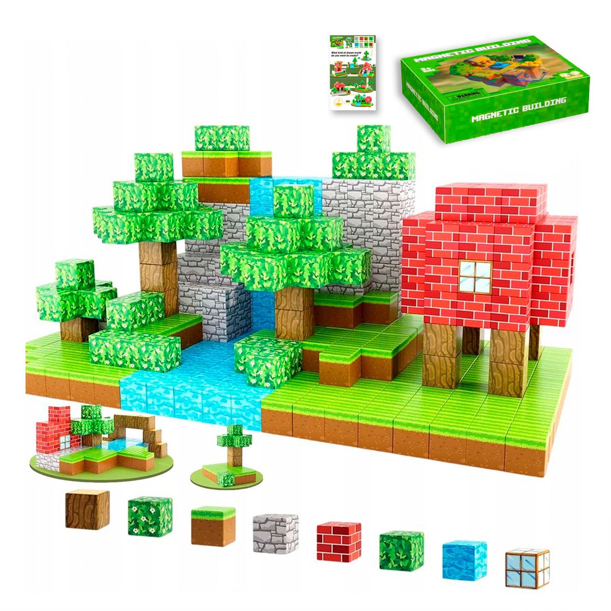 EMETRES - Bloques Mine-craft Magneticos 144 Pzas Armables Para Niños