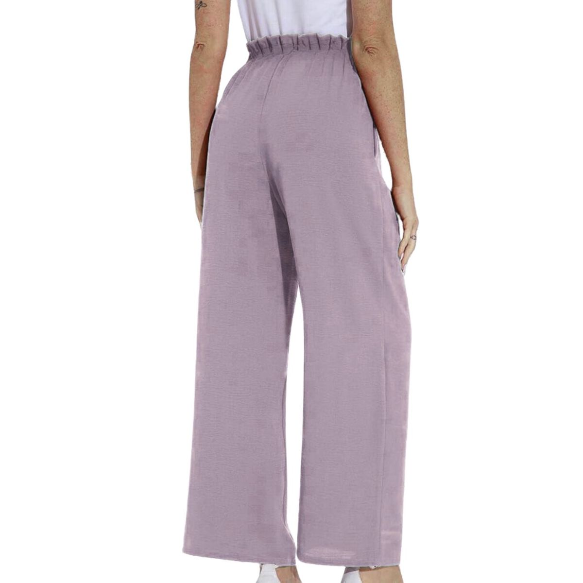 LIKE SHOP - Palazzo Tipo Lino Mujer Algodón Cintura Elasticada Verano 150