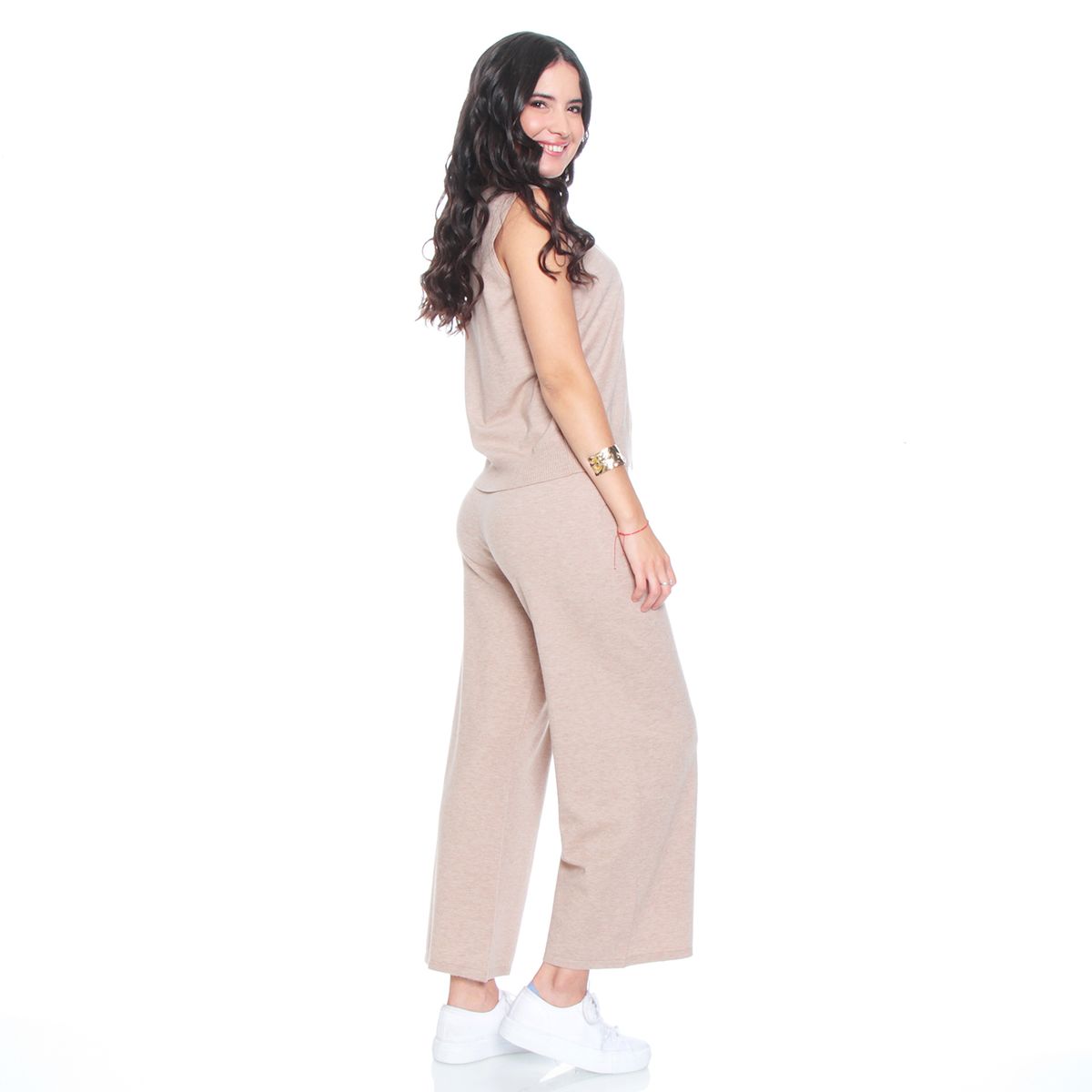 WADOS - CONJUNTO CHALECO SIN MANGA Y PANTALON WIDE LEG TIRO ALTO