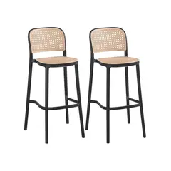 HABITA2 CHILE - Pack 2 Taburete piso de Bar Urban 65 cm Polipropileno - Negro