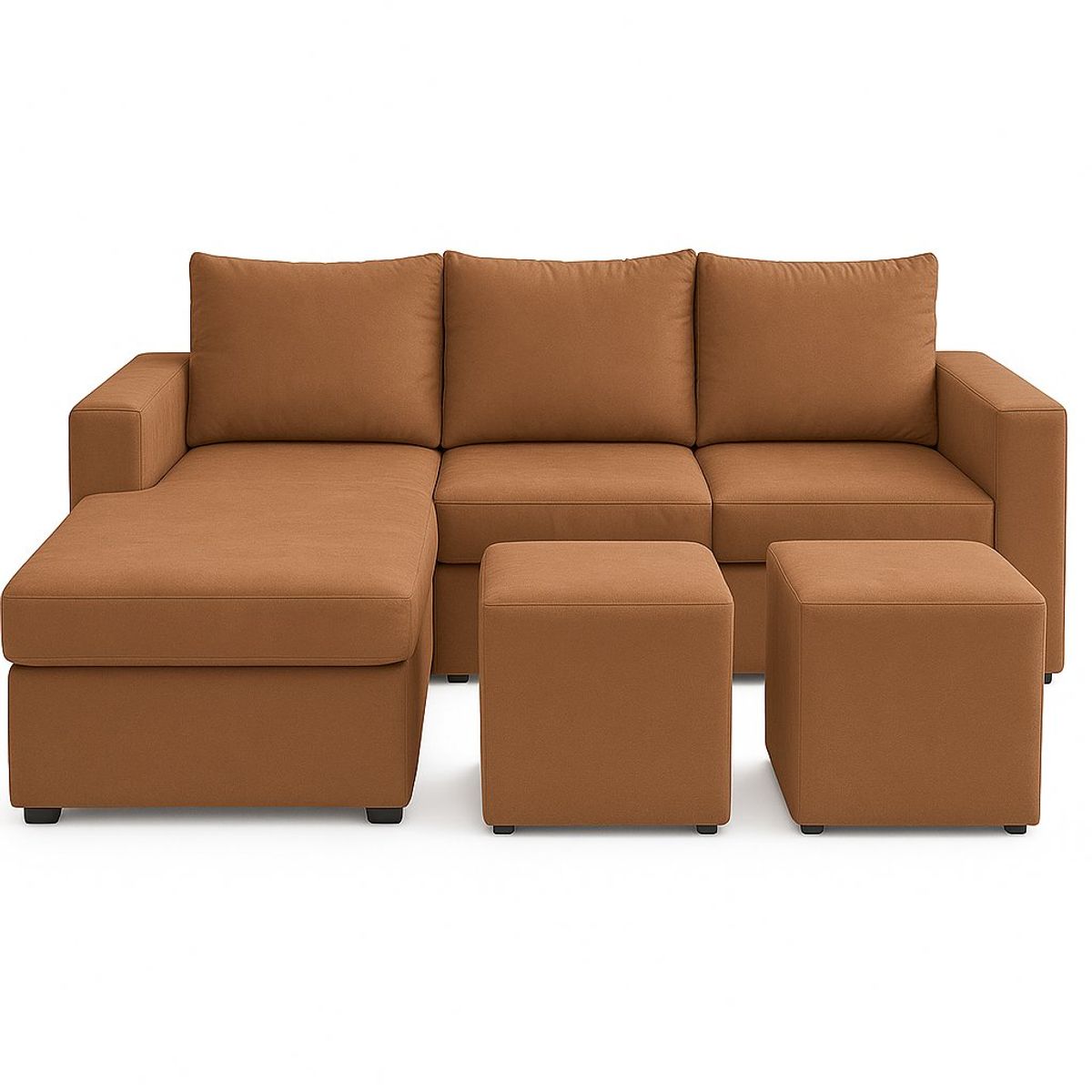 GENERICO - Sofa Seccional 3C Lusso Ambidiestro Chaise Lounge Ambos Lados Cafe