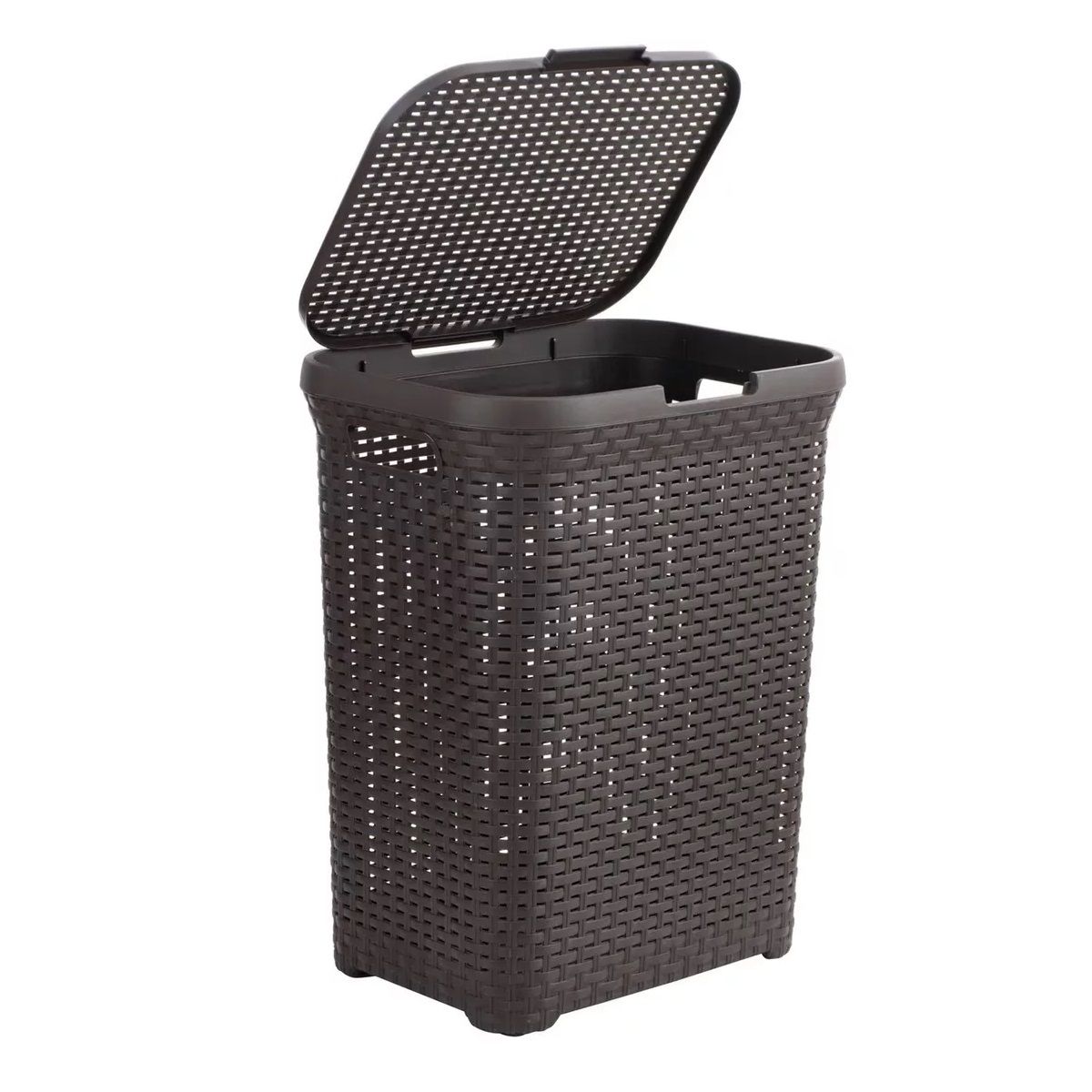 REYPLAST - Canasto Para Ropa Cesto Grande 60l Con Tapa Ratan Resistente