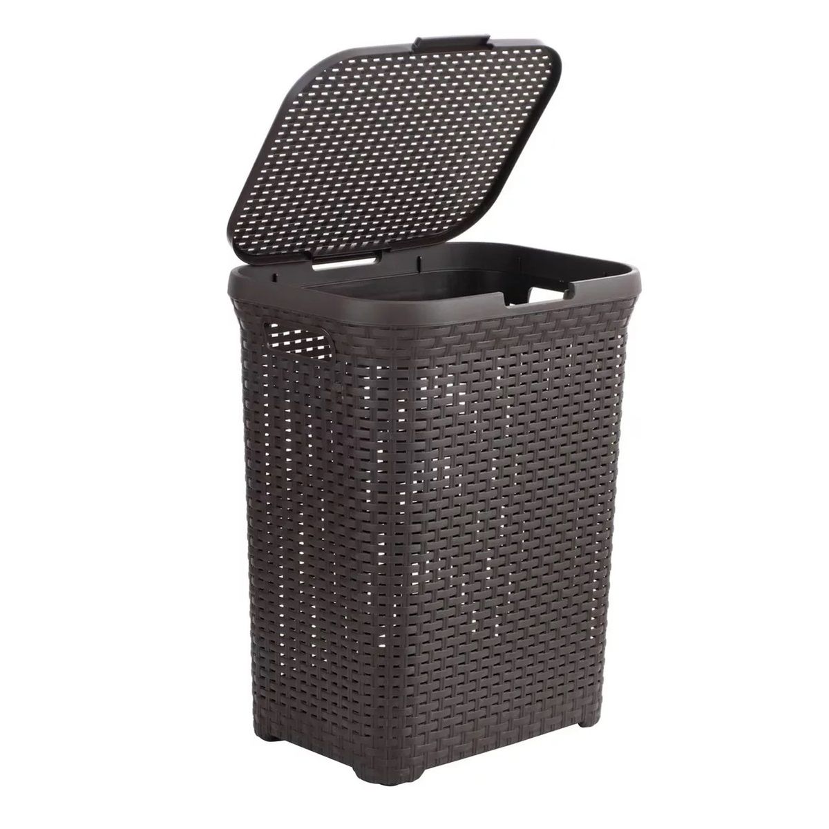 REYPLAST - Canasto Para Ropa Cesto Grande 60l Con Tapa Ratan Resistente