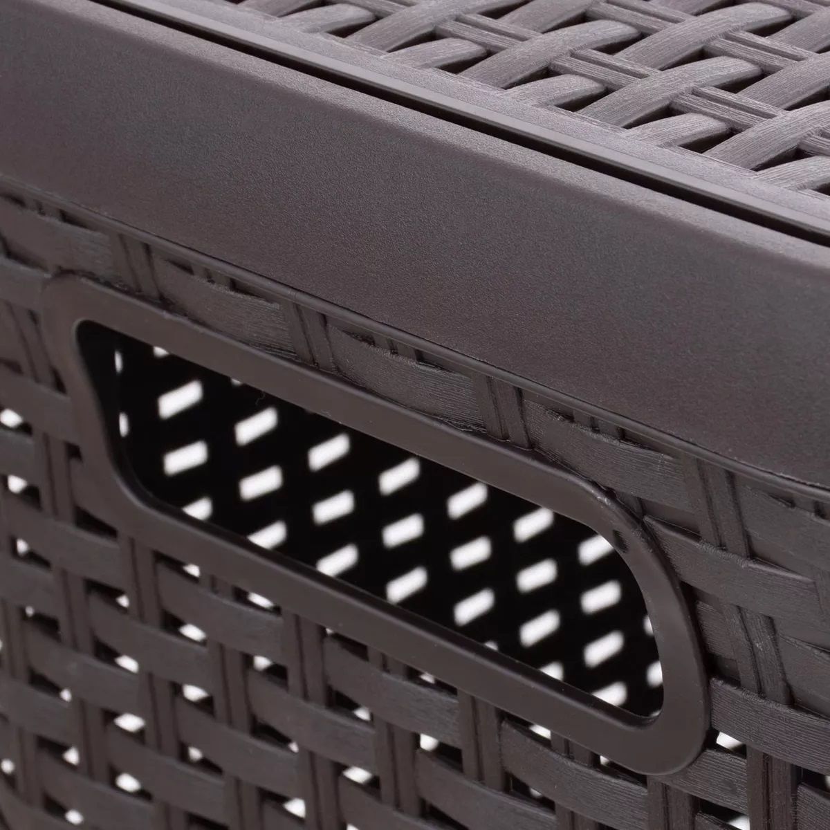 REYPLAST - Canasto Para Ropa Cesto Grande 60l Con Tapa Ratan Resistente