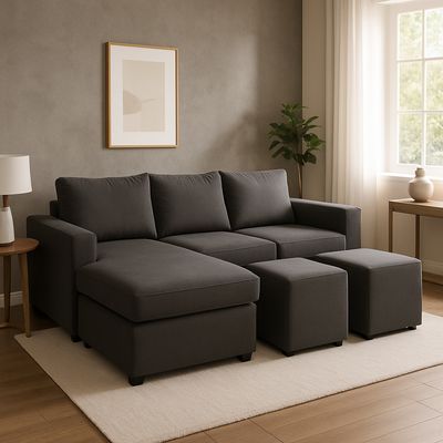 Imagen 2 del producto Sofa Seccional 3C Lusso Gris Grafito Chaise Lounge Ambos Lados