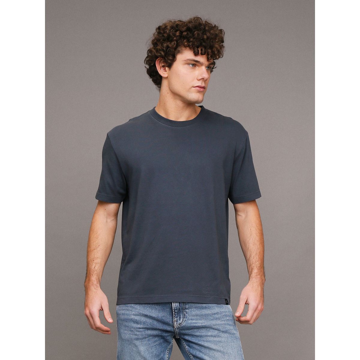 CALVIN KLEIN - Polera Washed Azul Calvin Klein