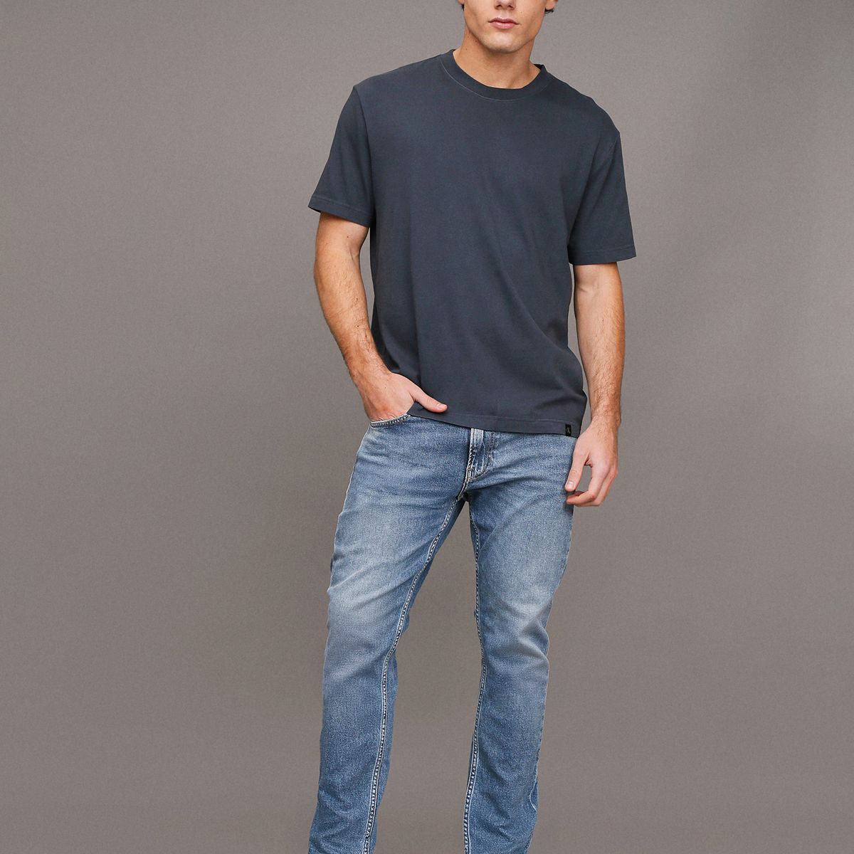 CALVIN KLEIN - Polera Washed Azul Calvin Klein