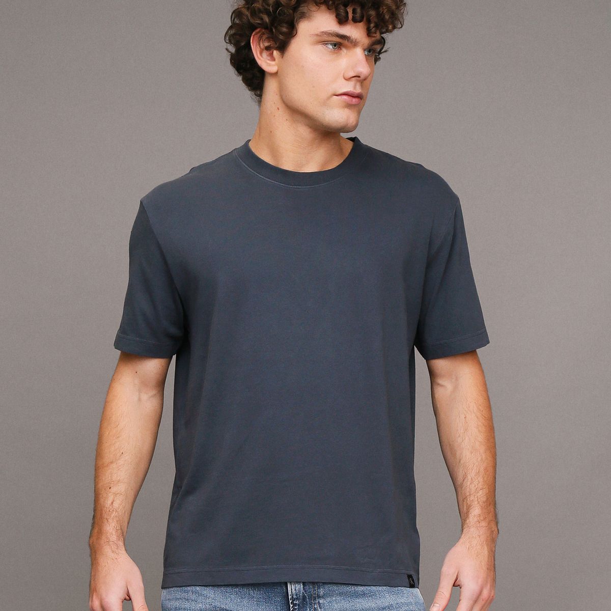 CALVIN KLEIN - Polera Washed Azul Calvin Klein