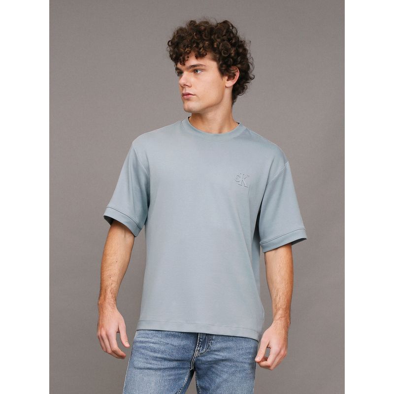 CALVIN KLEIN - Polera Interlock Celeste Calvin Klein