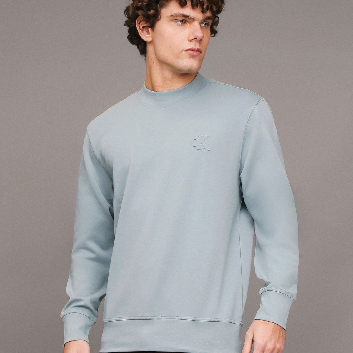 CALVIN KLEIN - Polerón Interlock Celeste Calvin Klein