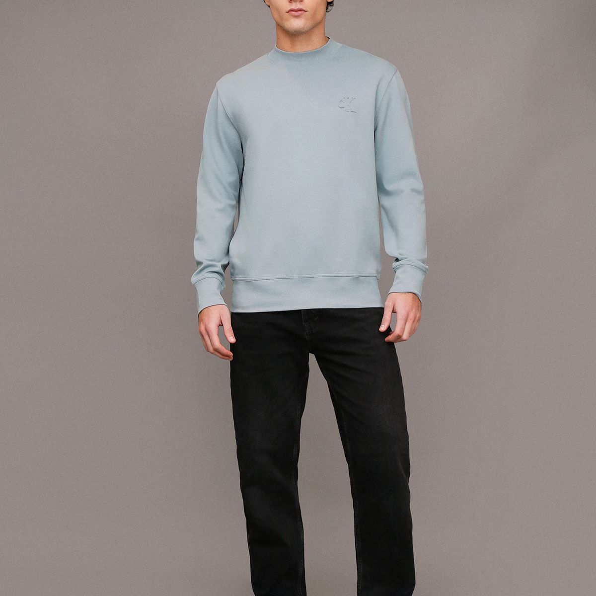 CALVIN KLEIN - Polerón Interlock Celeste Calvin Klein