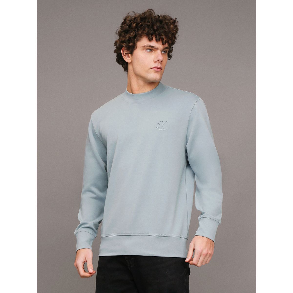 CALVIN KLEIN - Polerón Interlock Celeste Calvin Klein