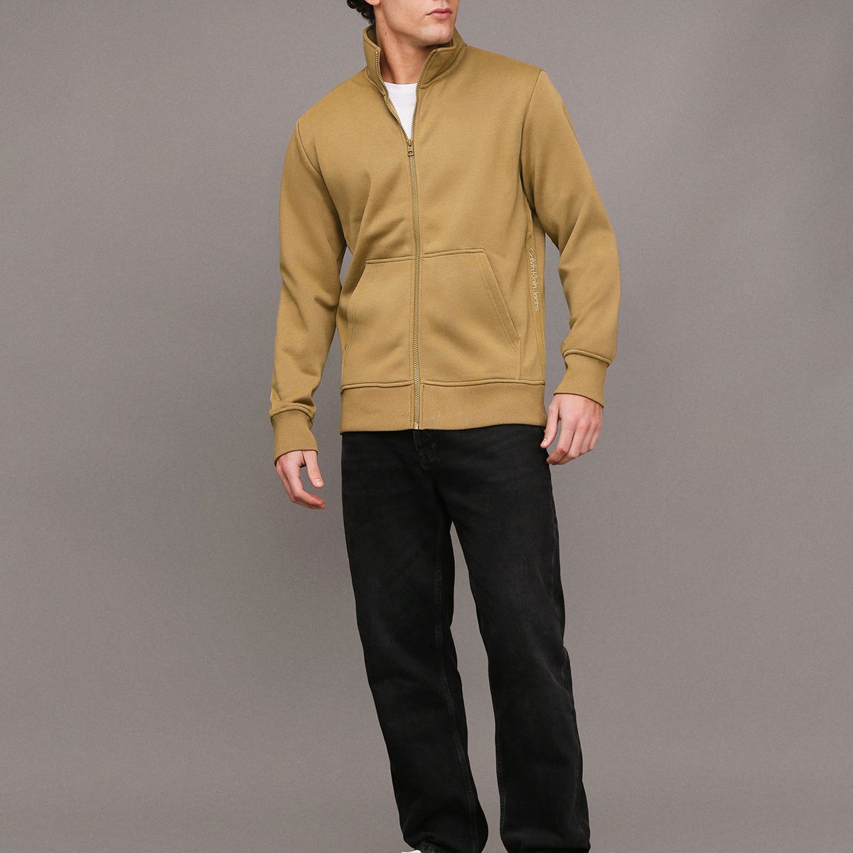 CALVIN KLEIN - Polerón con Cierre Logo Tape Verde Calvin Klein