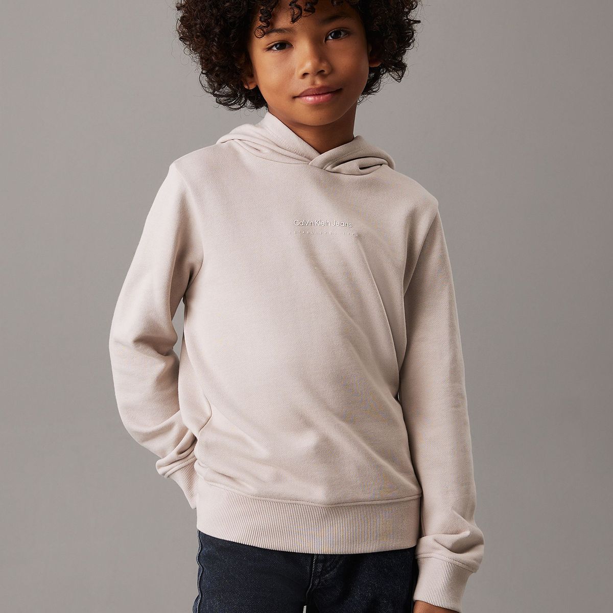 CALVIN KLEIN - Polerón Niño con Gorro Shifted Beige Calvin Klein