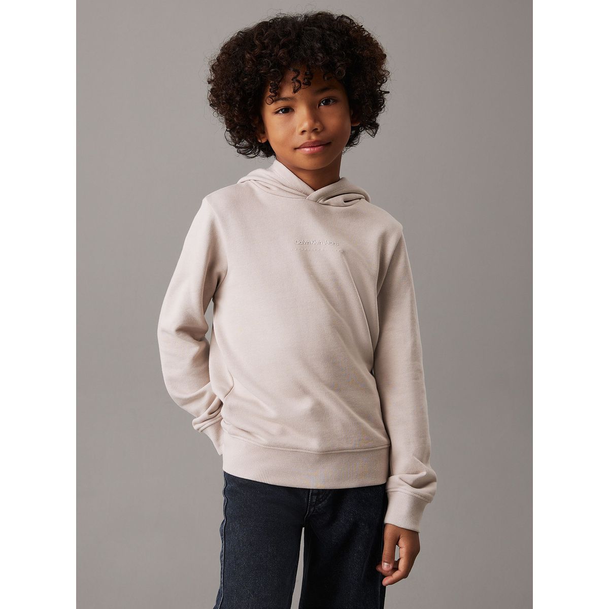 CALVIN KLEIN - Polerón Niño con Gorro Shifted Beige Calvin Klein