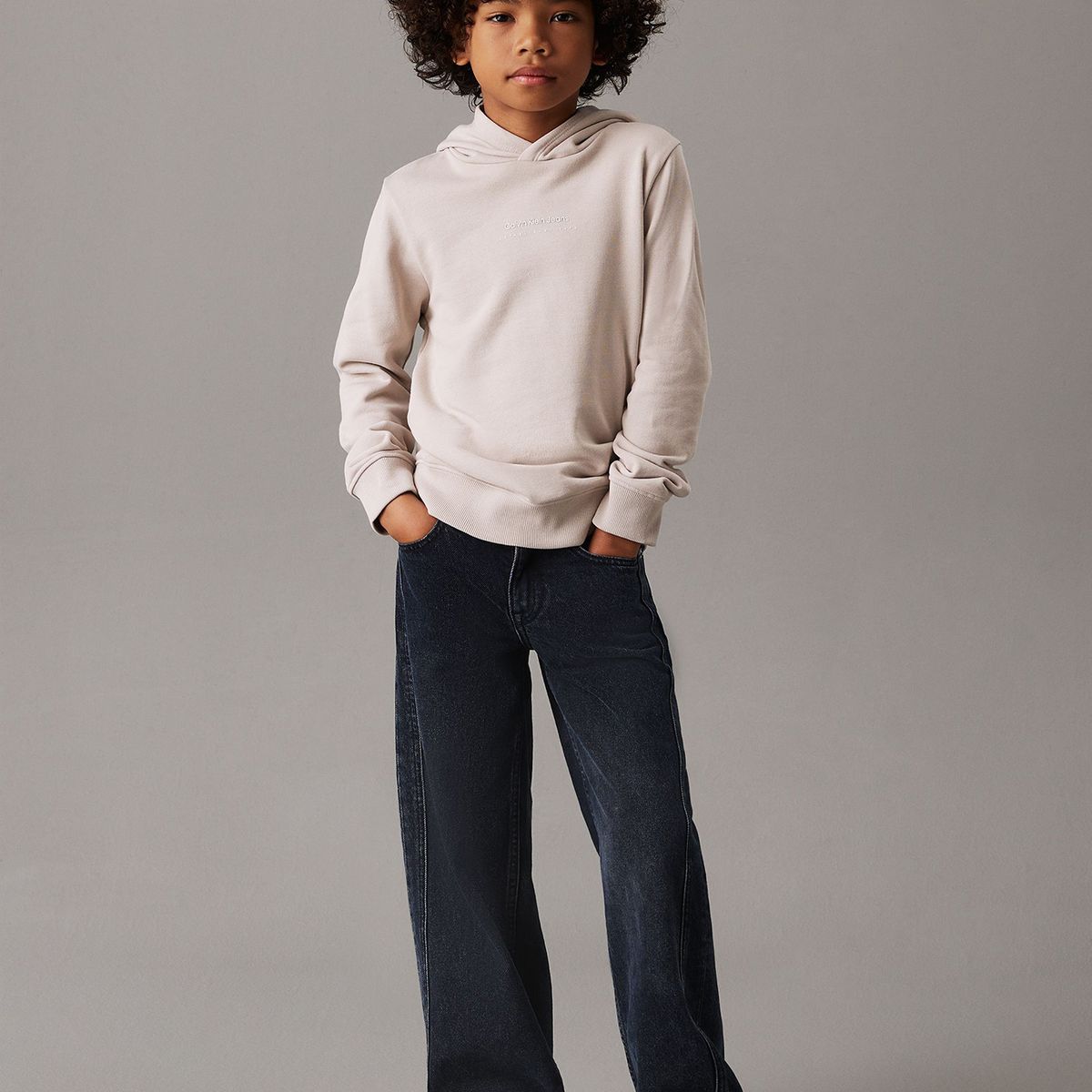 CALVIN KLEIN - Polerón Niño con Gorro Shifted Beige Calvin Klein