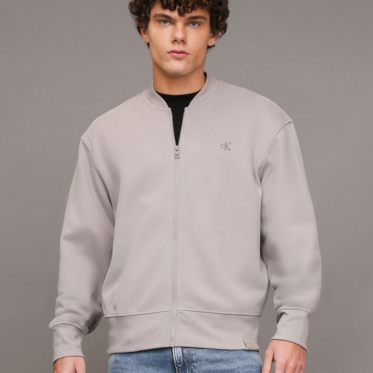 CALVIN KLEIN - Polerón Ck Embro Bomber Gris Calvin Klein