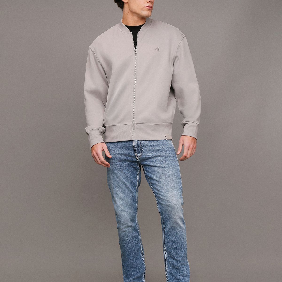 CALVIN KLEIN - Polerón Ck Embro Bomber Gris Calvin Klein