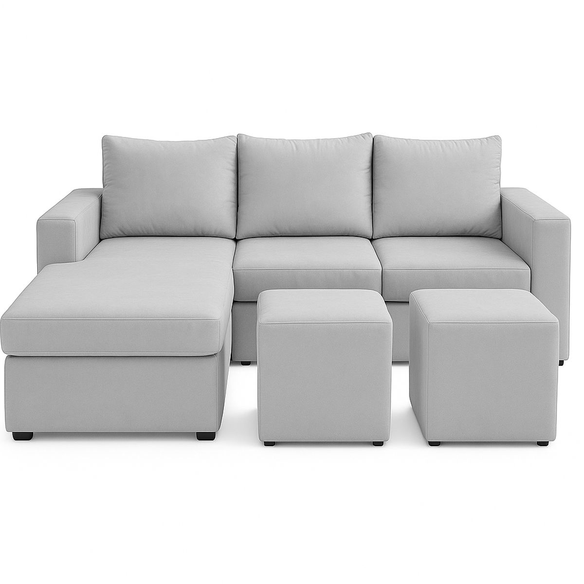 GENERICO - Sofa Seccional 3C Lusso Gris Perla Chaise Lounge Ambos Lados