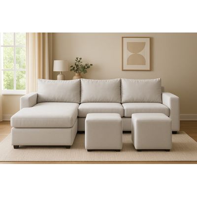 Imagen 2 del producto Sofa Seccional 3C Lusso Gris Perla Chaise Lounge Ambos Lados