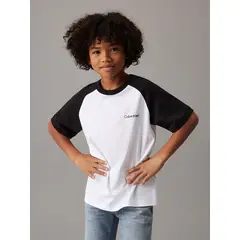 CALVIN KLEIN - Polera Niño Color Block Blanco