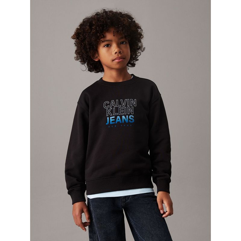 CALVIN KLEIN - Polerón Niño Gradient Flock Logo Negro Calvin Klein