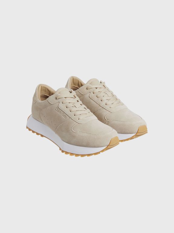 Zapatillas Low Top Lace Up Suede Beige
