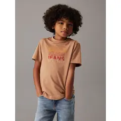 CALVIN KLEIN - Polera Niño Gradient Flock Logo Café