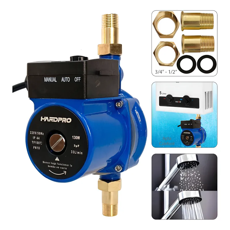 HOMEBRANDT - Bomba Presurizadora Agua Hardpro Calefont 33lmin 130w