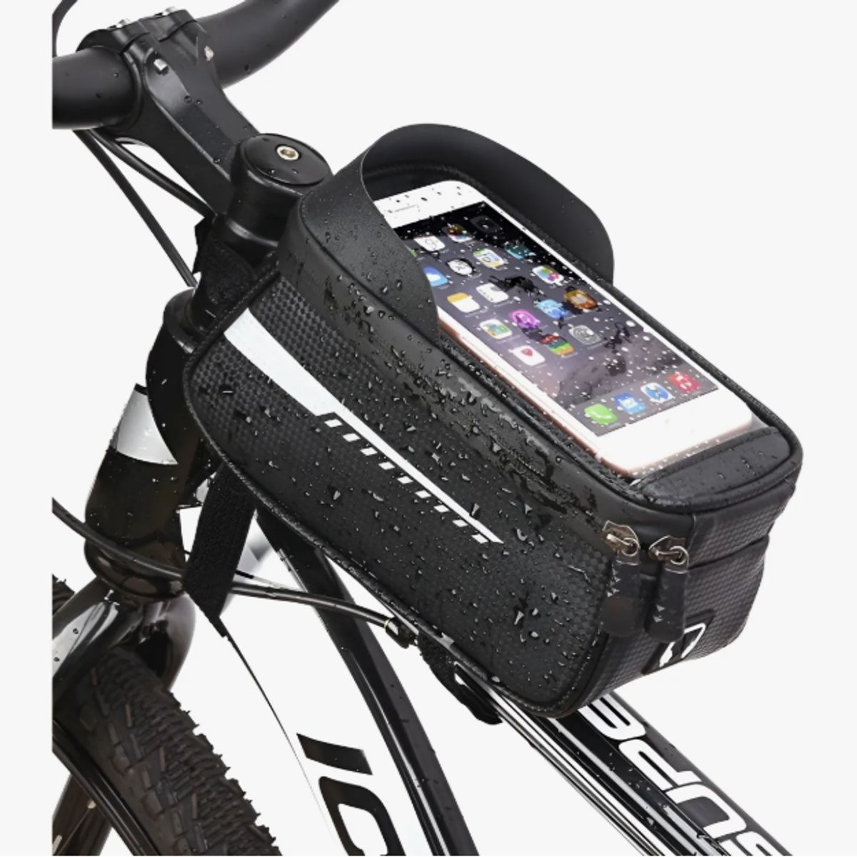 GENERICO - Bolso Porta Celular Para Bicicleta Impermeable Negro