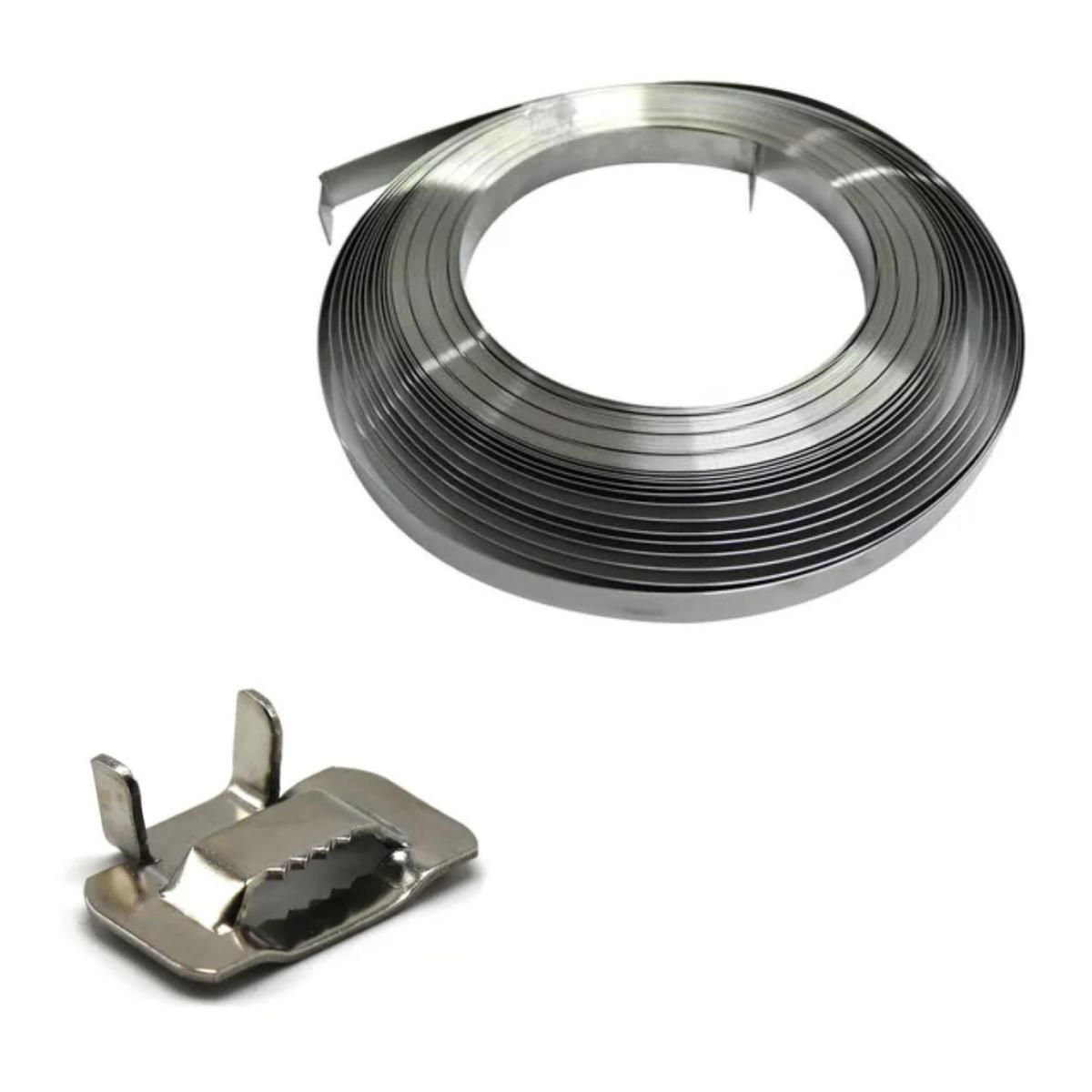 AXIS - Pack 50 mts cinta fleje con 100 hebillas 12mm Acero Inoxidable