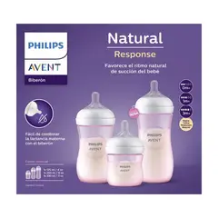 AVENT - Pack 3 Mamaderas Natural 125ml 260ml 330ml Rosa