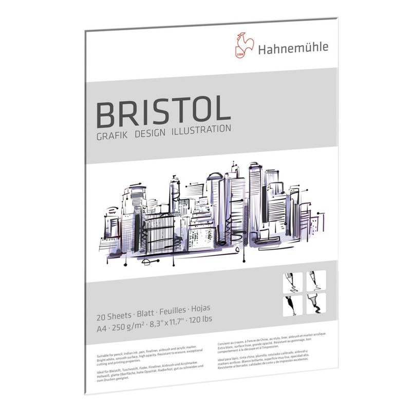 HAHNEMUHLE - Block Dibujo Hahnemuhle Bristol 250gr 20 Hojas A4 21x29cm