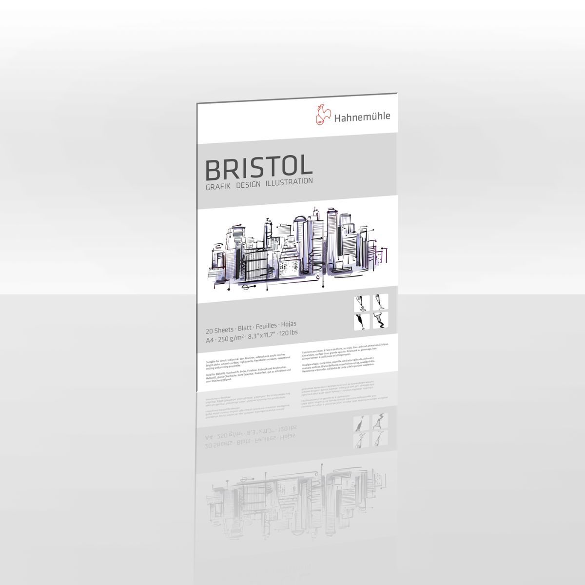 HAHNEMUHLE - Block Dibujo Hahnemuhle Bristol 250gr 20 Hojas A4 21x29cm