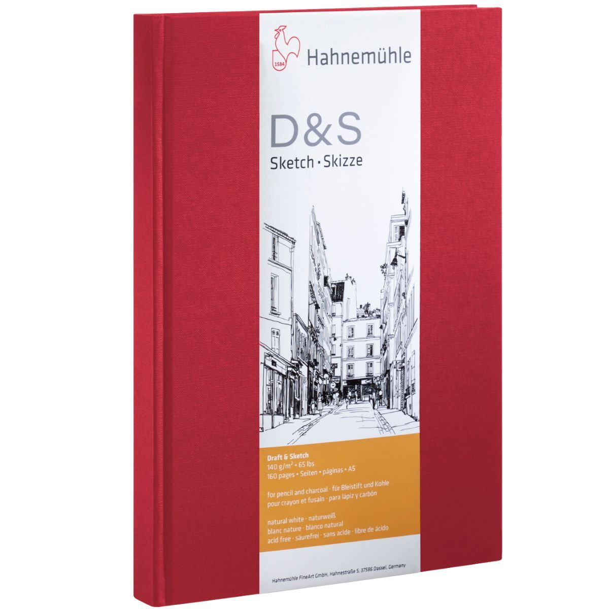 HAHNEMUHLE - Libreta Dibujo Hahnemuhle Roja 140gr 80h A5 14x21cm Vertical