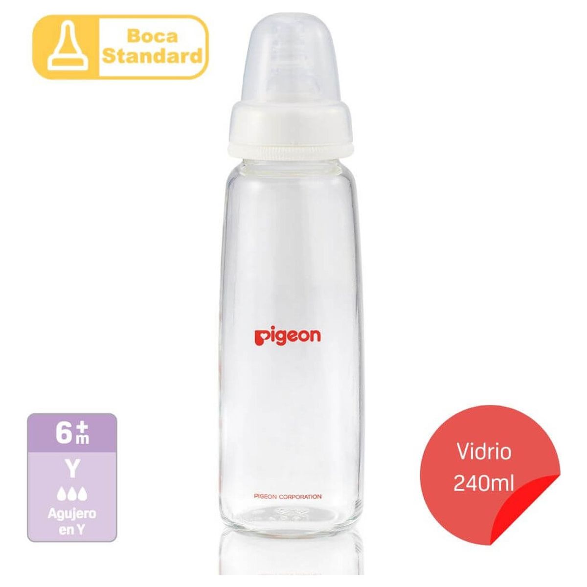 PIGEON - Biberón Pigeon Boca Standard (vidrio) 240 Ml