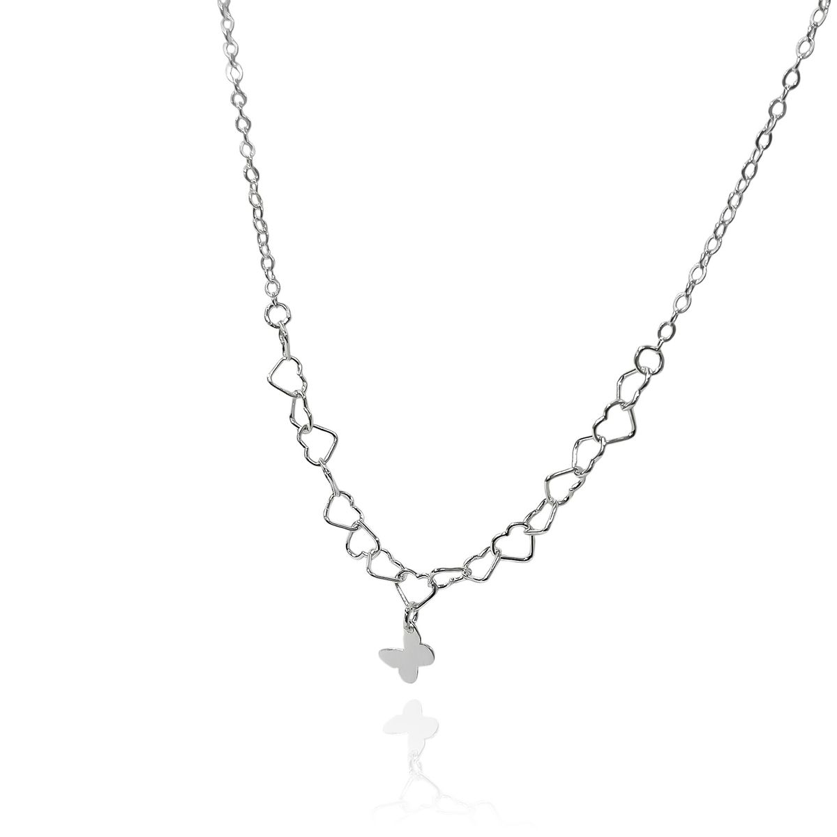 COGGIOLA - Collar Corazones Mariposa Plata Fina 925