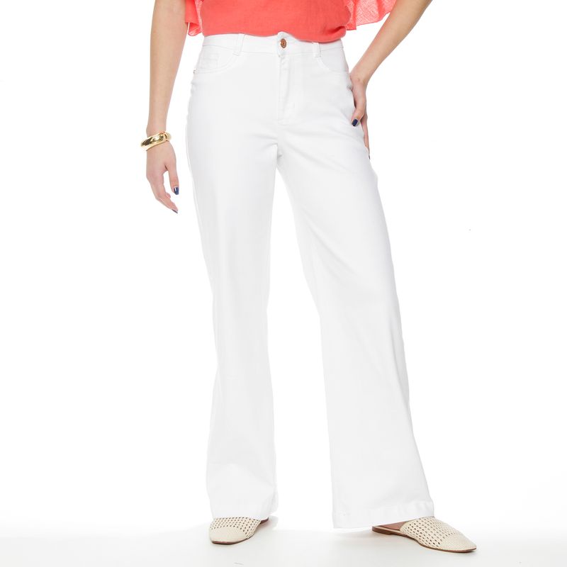 WADOS - JEANS WIDE LEG TIRO ALTO PRETINA BASICA 1 BOTON