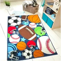 GENERICO - ALFOMBRA INFANTIL CON DISEÑO DE BALONES 120X170CM ANTIDESLIZANTE MC