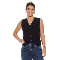 CHALECO SIN MANGA ABOTONADO EN DELANTERO