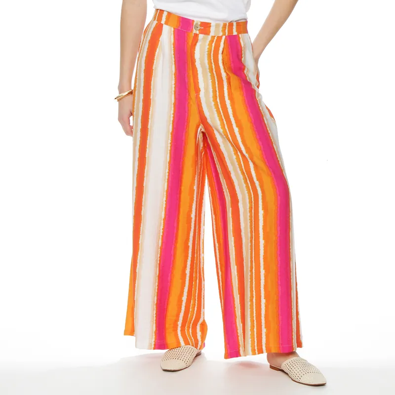 WADOS - PANTALON WIDE LEG ESTAMPADO TIRO ALTO PRETINA BASICA 1 BOTON