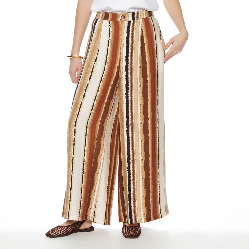 WADOS - PANTALON WIDE LEG ESTAMPADO TIRO ALTO PRETINA BASICA 1 BOTON