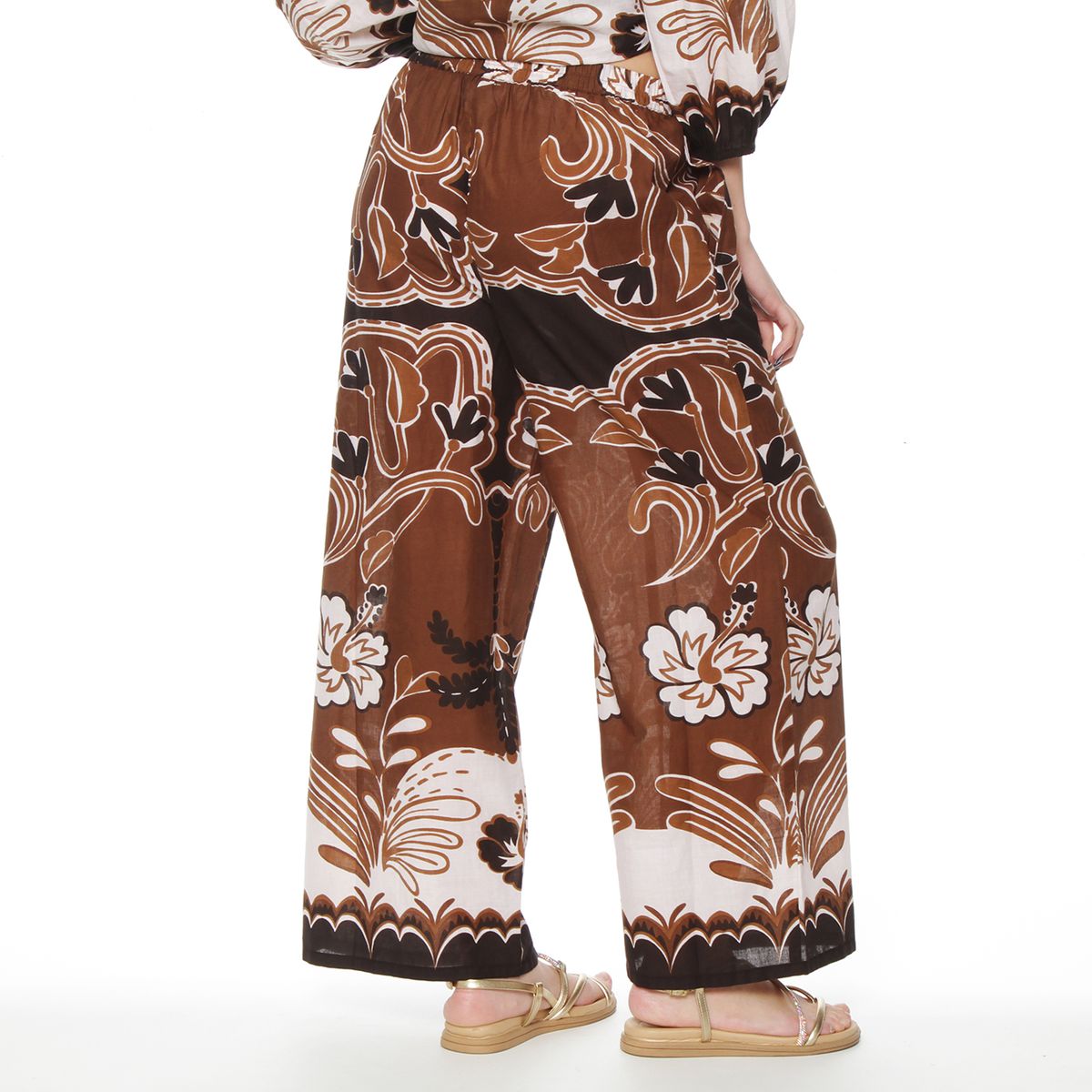 WADOS - PANTALON WIDE LEG ESTAMPADO TIRO ALTO PRETINA BASICA